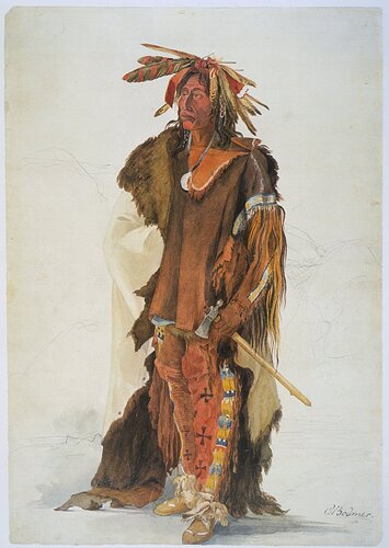 Karl Bodmer - Wahk-ta-Ge-Li a Sioux warrior (pencil pen wc on paper) - (MeisterDrucke-307394)
