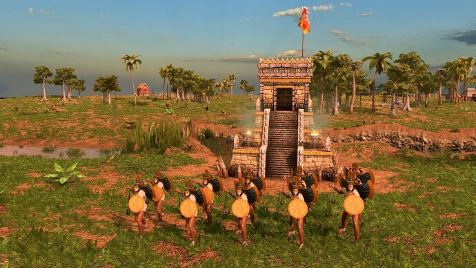 AoE III DE Aztecs Legendary Otontin Slinger at sunrise