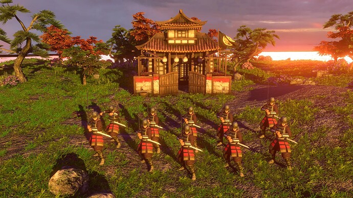 AoE III DE Japanese Disciplined Samurai at sunset