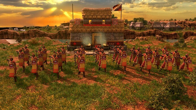 AoE III DE Inca Champion Bolas Warrior at sunrise