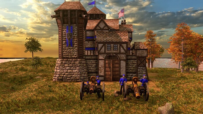 AoE III DE United States Imperial Gatling Gun at sunrise