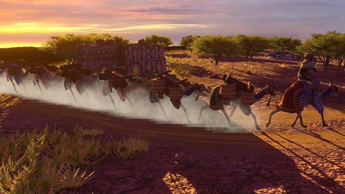 AoE III DE Caravan  Guide at sunset