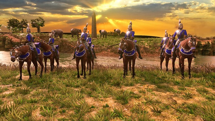 AoE III DE Veteran Cuirassier at sunrise
