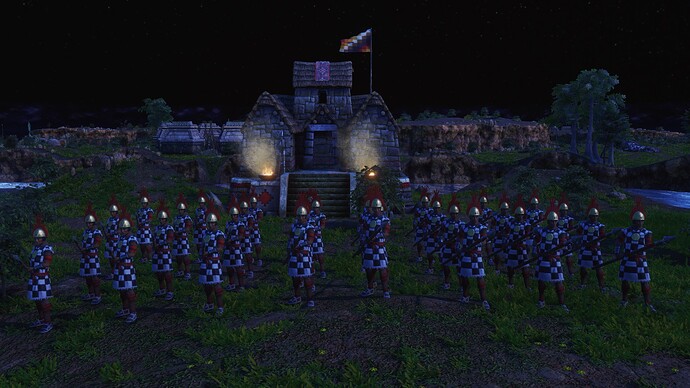 AoE III DE Inca Elite Plumed Spearman during the night