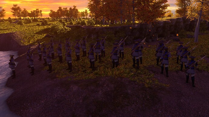AoE III DE United States Veteran State Militia at sunset