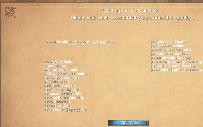 Please wait for other players screen