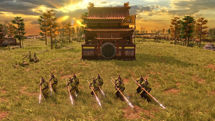 AoE III DE Chinese Honored Qiang Pikeman at sunrise