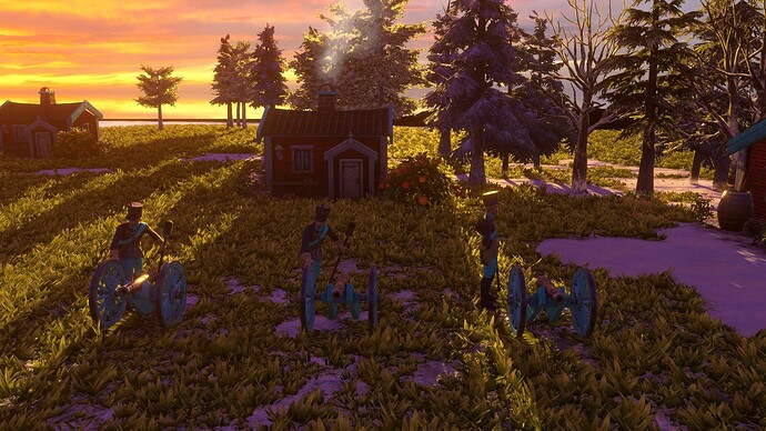AoE III DE Swedes Infantry Gun at sunset
