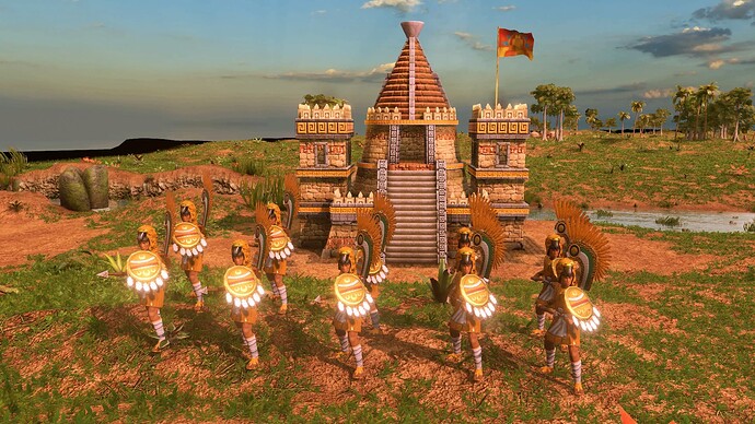 AoE III DE Aztecs Legendary Eagle Runner Knight at sunrise