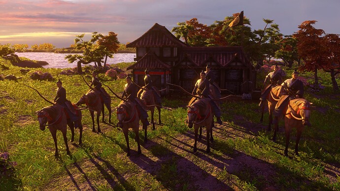 AoE III DE Japanese Disciplined Yabusame Archer at sunset