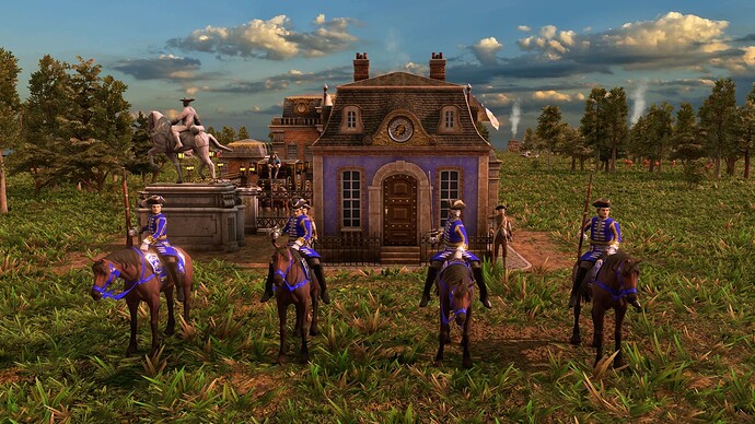 AoE III DE House of Bourbon Royal Dragoon at sunrise