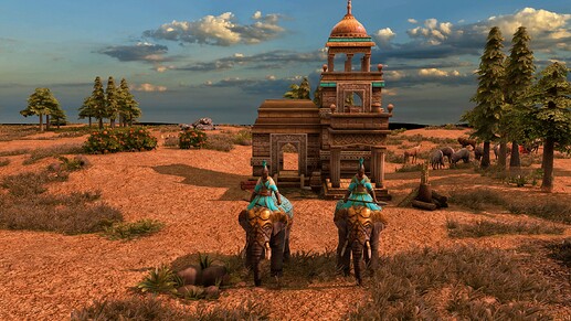 AoE III DE Armored Elephants at sunrise