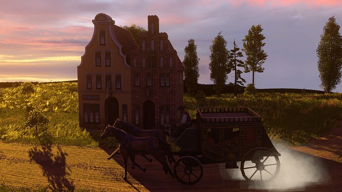 AoE III DE Stagecoach at sunset