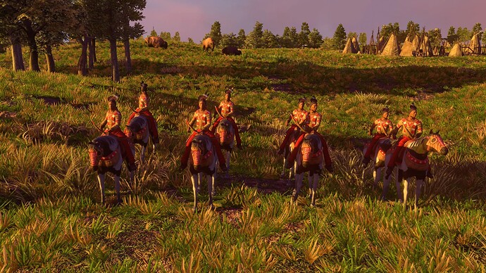 AoE III DE Lakota Champion Bow Rider at sunset