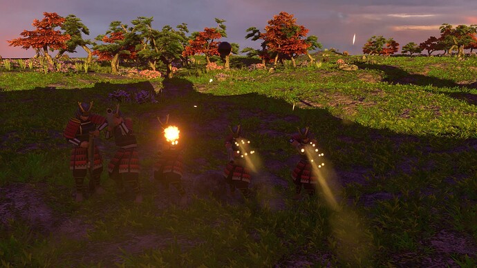 AoE III DE Japanese Odzutsu Honored Samurai Attack at sunset