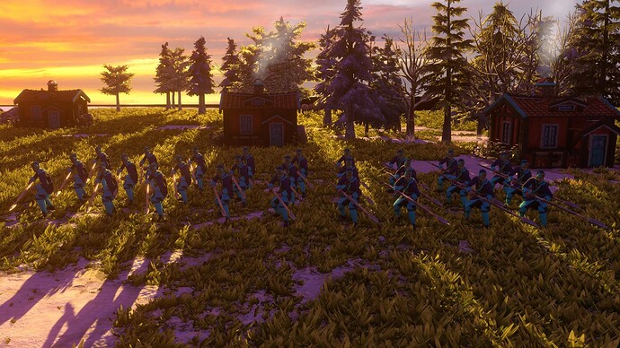 AoE III DE Swedes Dalkarl Pikeman at sunset