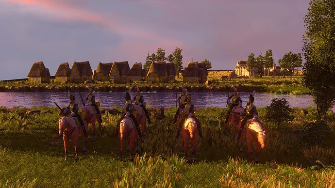 AoE III DE German Veteran Prinz Chevauleger at sunset