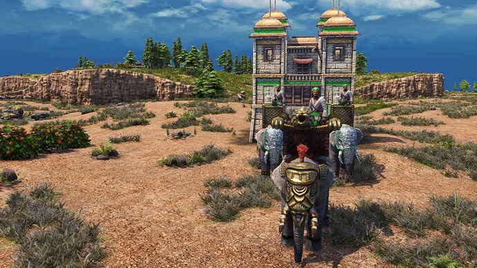 AoE III DE Indians Mansabdar Siege Elephant leading Disciplined Siege Elephant during the day