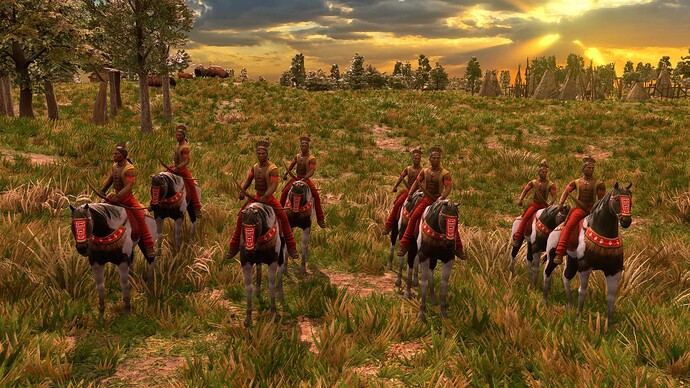 AoE III DE Lakota Elite Bow Rider at sunrise
