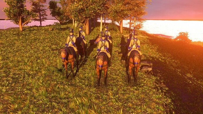 AoE III DE United States Lee's Legion Carbine Cavalry at sunset