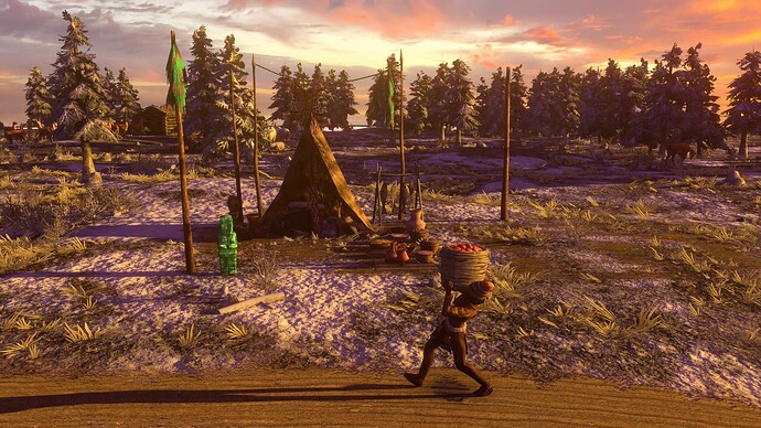 AoE III DE Barter Merchant at sunset