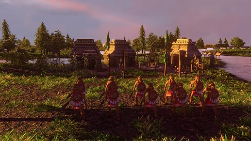 AoE III DE Aztec Jaguar Warrior natives at sunset