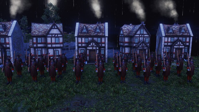 AoE III British Thin Red Line Musketeers during the night