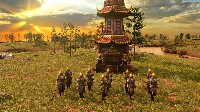 AoE III DE Chinese Repentant Iron Troop at sunrise