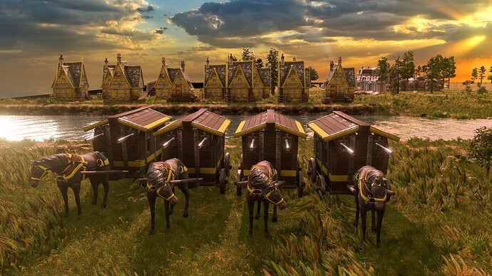 AoE III DE German Guard War Wagon at sunrise