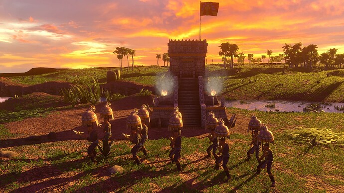 AoE III DE Aztecs Legendary Puma Spearman at sunset