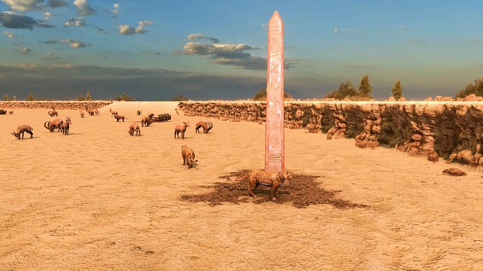 AoE III DE Thin Obelisk at sunrise