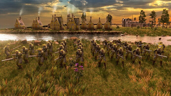 AoE III DE German Zweihänder at sunrise