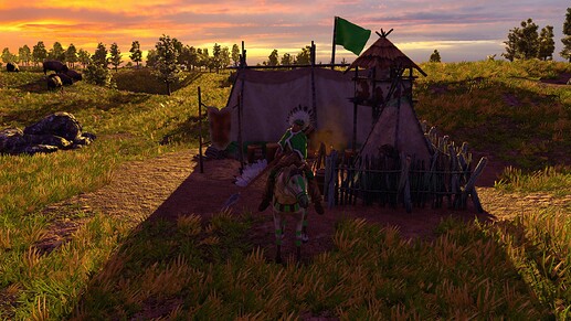 AoE III DE Default Lakota War Chief at sunset