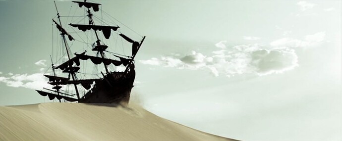 pirates of the caribbean, ship is moving on the sand