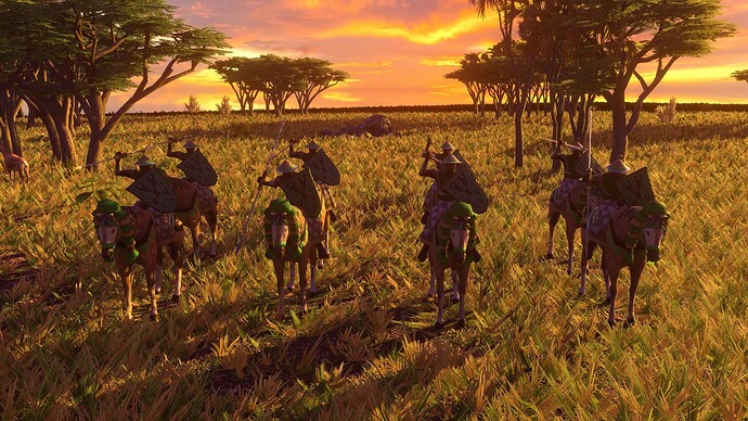 AoE III DE Hausa Champion Javelin Rider at sunset