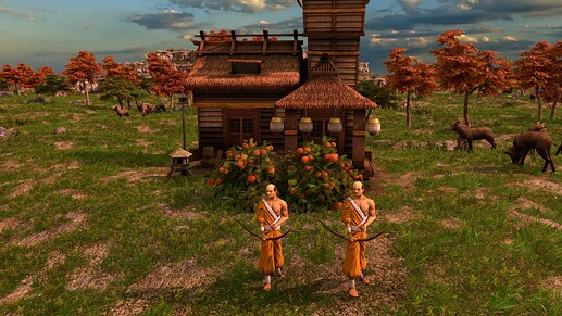 AoE III DE Default Japanese Monk at sunrise