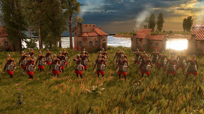 AoE III Maltese Guard Fire Thrower at sunrise