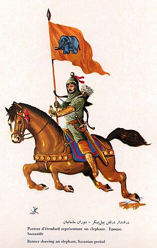 Sassanian Persian War Elephant Units Standard Bearer