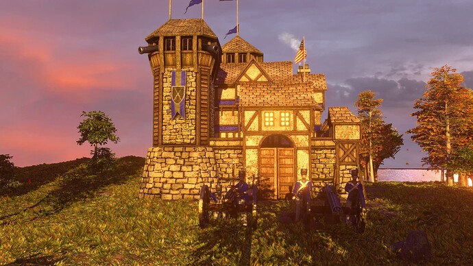 AoE III DE United States Heavy Gatling Gun at sunset