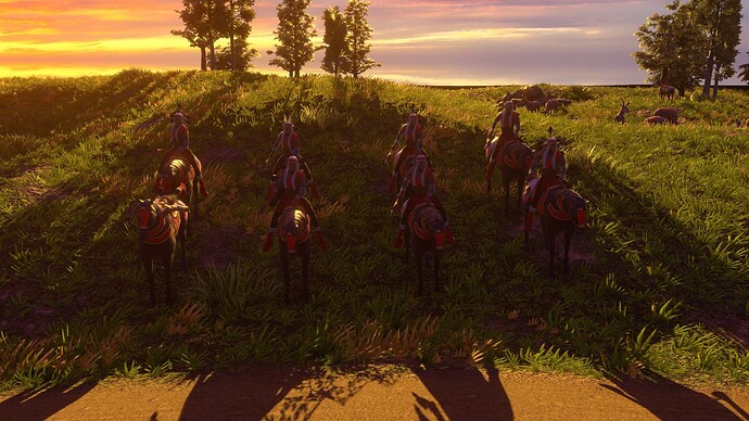 AoE III DE Lakota Champion Axe Rider at sunset