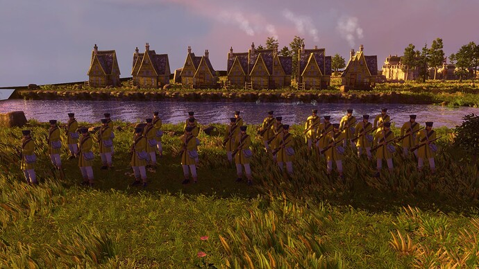 AoE III DE German Veteran Landwehr at sunset