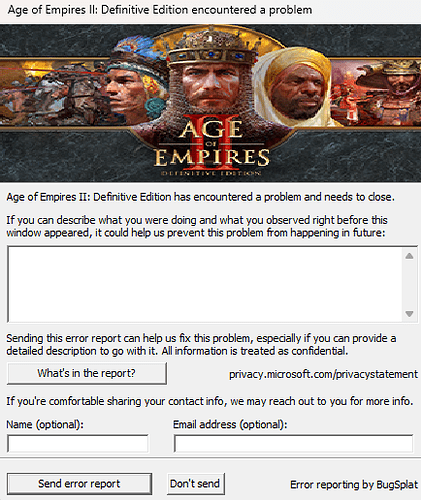 AoE II DE After game crash