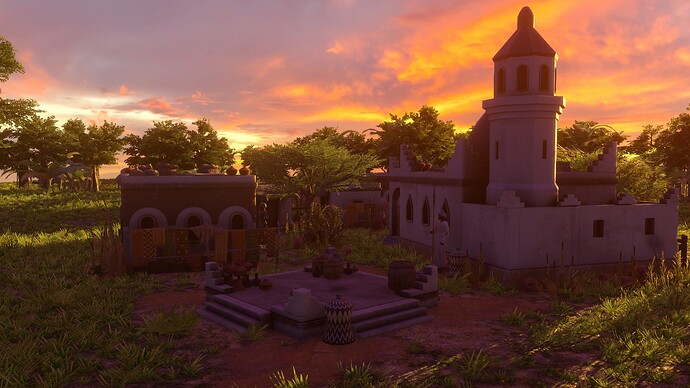 AoE III DE Sudanese settlement at sunset