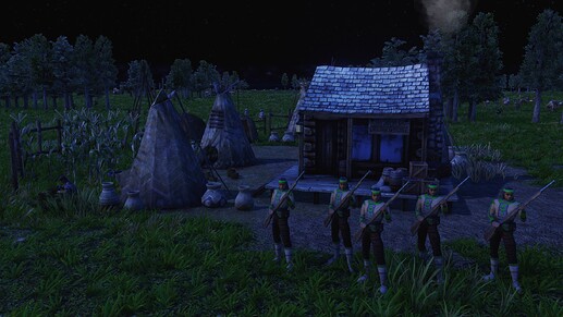 AoE III DE Cree Coureur Des Bois during the night