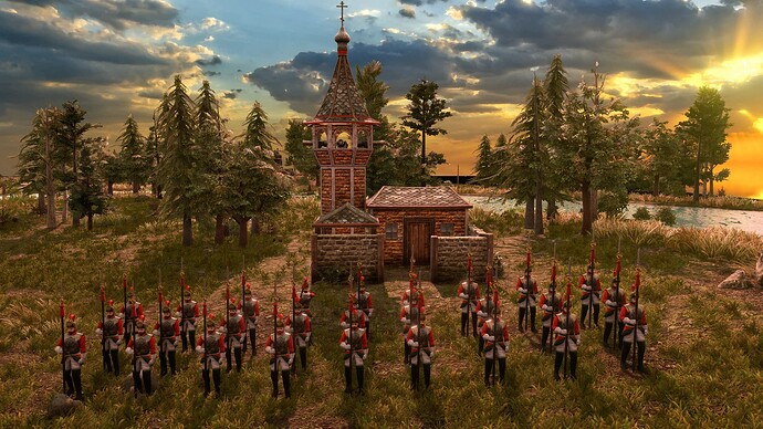 AoE III DE Russian Guard Poruchik at sunrise