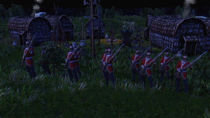 AoE III DE Lenape Warrior during the night