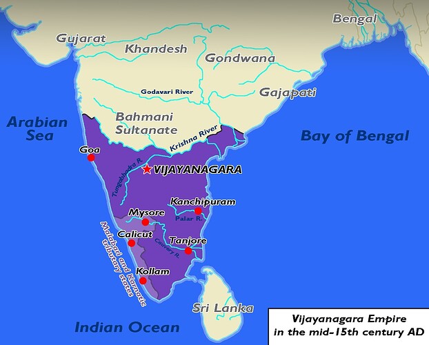 Vijayanagara Empire (between the 14th and the 17th centuries)