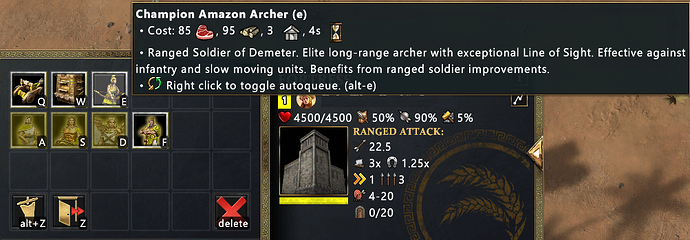 Champion Amazon Archer trainable from Fortress