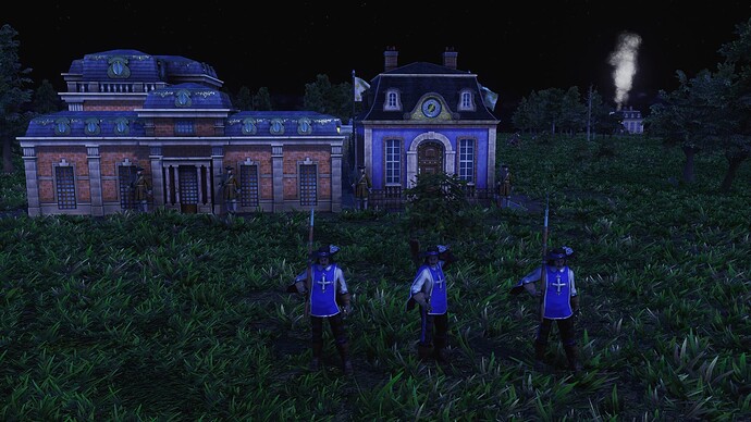 AoE III DE House of Bourbon Royal Musketeer during the night