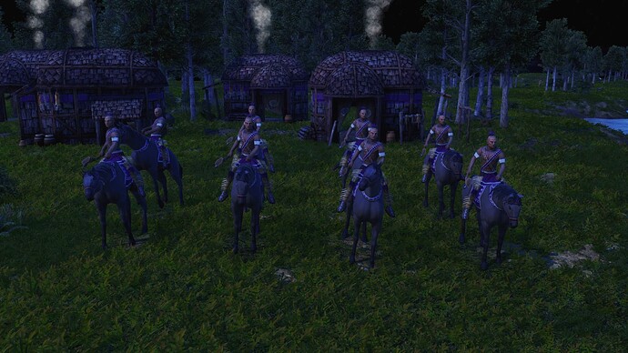 AoE III DE Haudenosaunee Elite Kanya Horseman during the night